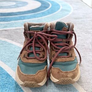 Kids Brown and Teal Hiking Sneakers